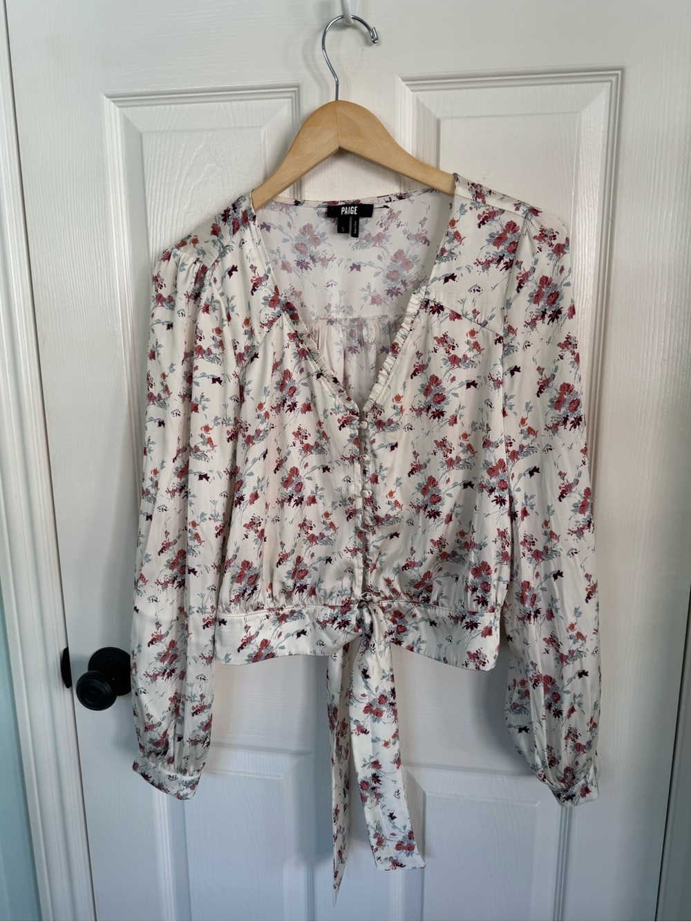 PAIGE White Floral Tie-Front Blouse